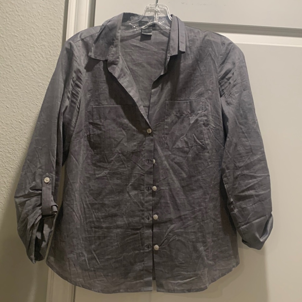 Ann Taylor Grey Blouse - Petite